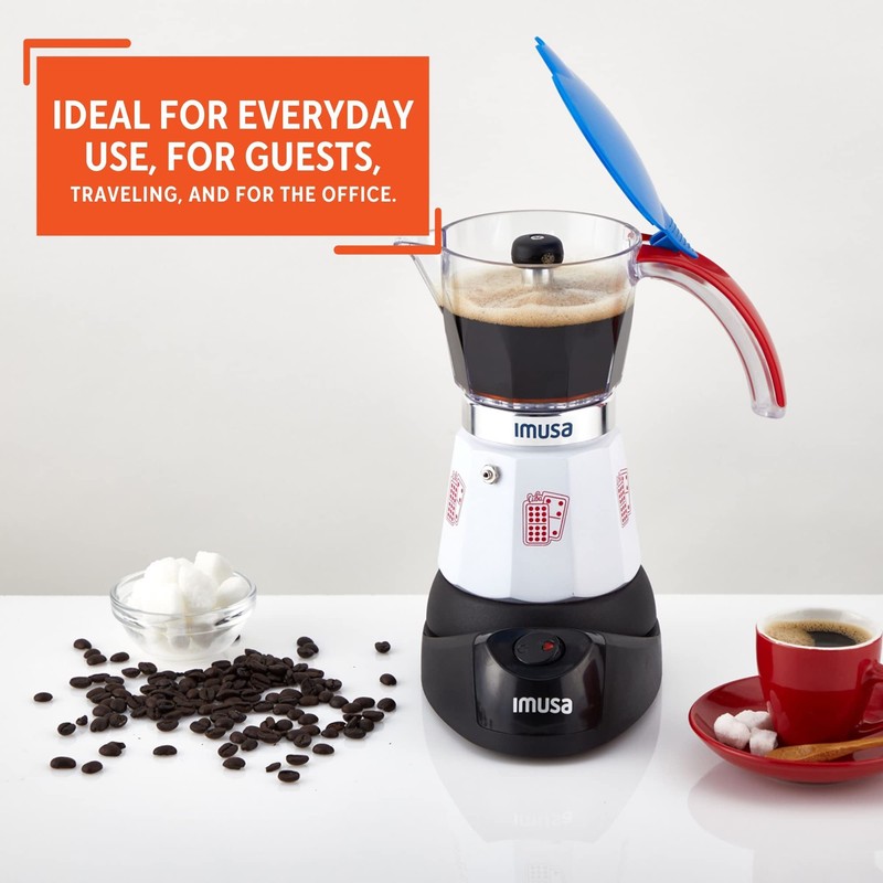 Imusa Special Edition Electric Cuba/Domino themed Espresso Maker, 3 or