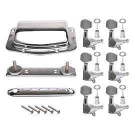 Swhmc Guitar Adjustable Fixed Bridge Tailpiece with 6R Tuning Pegs Include Bridge Tailpiece Cover and Mounting Screws for Vintage Teisco Electric Guitar