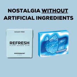 Refresh Gum: Peppermint Sugar Free Chewing Gum - Xylitol, Plant-Based, Synthetic-Free, Vegan & Non-GMO (6 Pack)