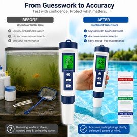 10-in-1 Water Quality Tester for Aquariums & Pools – Digital pH, TDS, EC, Salinity & Temperature Meter