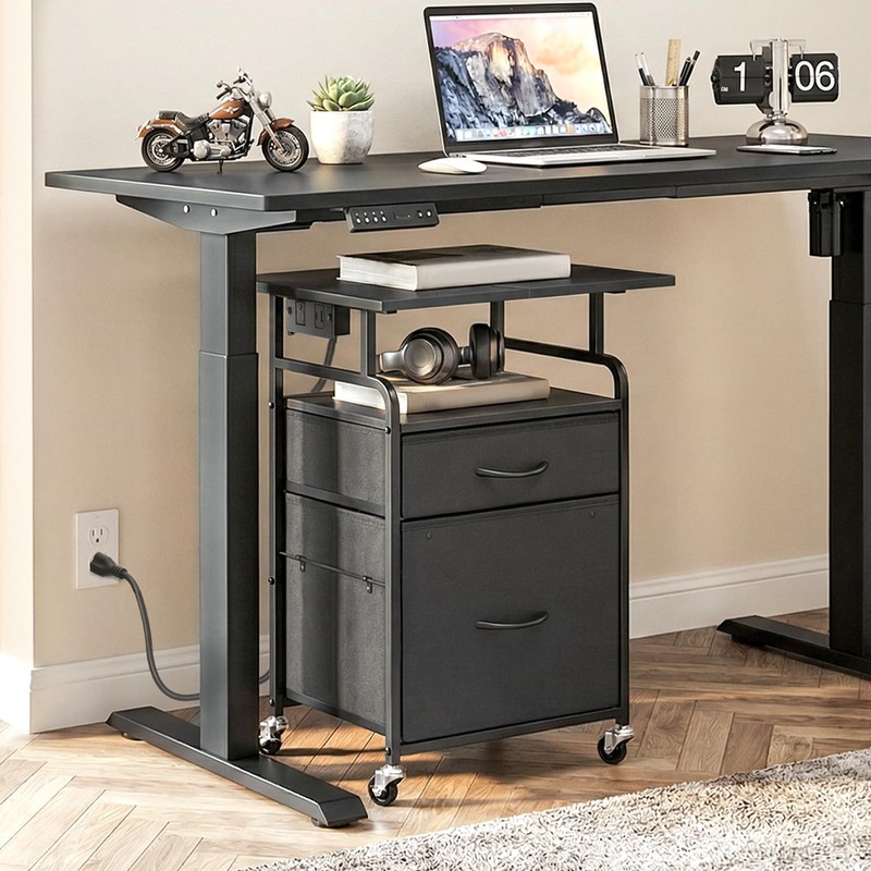 Printer Stand, Printer Table with Drawers, Mobile Filing Cabinet with