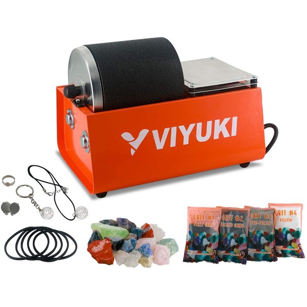 VIYUKI Professional Electric Kids Rock Stone Tumbler Kit 3LB Rock Polisher - Complete Rock Tumbler Kit with Durable Tumbler, Rocks, Grit, Educational Stem Science Kit