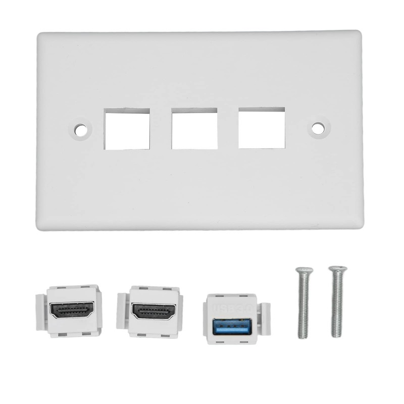 HD Multimedia Interface Ethernet USB Wall Plate 3 Port with