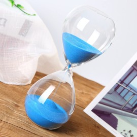 Hourglass, HoveBeaty Hand-Blown Sand Timer Set for Time Management 15 Minutes Durable Glass Construction (15 min, Blue)