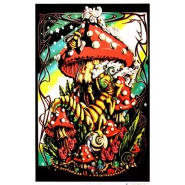 Mushroom Catapillar Blacklight Flocked Poster  - 23x35 -  1834 - New