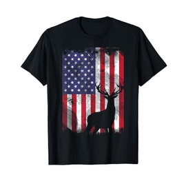 American Flag Deer Elk Hunting USA Patriotic Hunter Gift T-Shirt