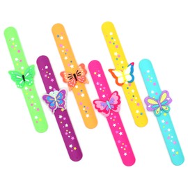 PAITUEND Butterfly Theme Slap Bracelets Party Favors-Butterfly Silicone Wristbands (6pack) for Boys&Girls Birthday&Butterfly Theme Party Supplies Carnival Prizes Suit Classroom Exchanging Gifts