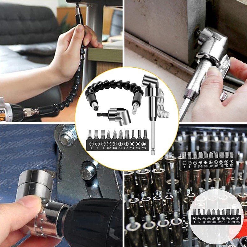 Oneroomone 13 Pieces Adapter for Angle Screwdriver, 105 Degree Angle