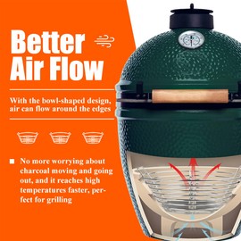 DOLAMOTY The Accessories for Big Green Egg, Ash Charcoal Basket for Large BGE, Parts for Big Green Egg, Stainless Steel Grill Ash Baskets for The Large(L) BGE and Kamado the Joe Classic(with Divider)