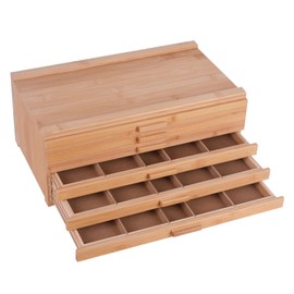 Vencer 6 Drawer Bamboo Artist Supply Storage Box with Separate Compartments for Organizing Pencil,Pen,Pastel,Marker Set,Brushes & Stamp,VAO-007