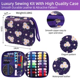 Sewing Kit for Adults Needle and Thread Kit for Sewing with Daisy Zipper Case 18 Color Threads Portable Basic Hand Sewing Repair Kits for Beginners Traveler Emergency DIY Quick Fix