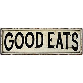 Good Eats Sign Farmhouse Signs Wall Decor Art Country Decorations Rustic Vintage Home Tin Plaque Kitchen Gift 6 x 18 Matte Finish Metal 106180028050