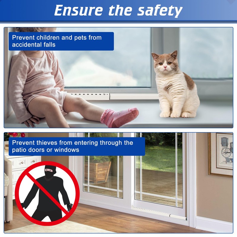 Wintcomfort Adjustable Window Security Bar, Heavy Duty Sliding Window Security