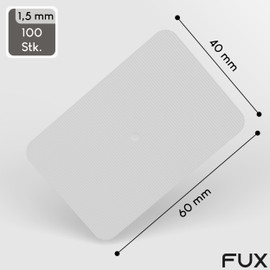 FUX Pack of 100 Plastic Spacers, 60 x 40 x 1.5 mm, Glazing Blocks, Underlay Plates, Plastic Plates, Adjustment Plates, Window Wedges (Thickness: 1.5 mm)