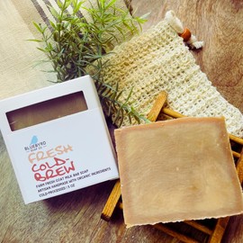 Bluebyrd Soap Coffee Goat's Milk Soap Bar | All Natural Coffee Scented Soap Bars - Organic Shea Butter Cleansing Bar Soaps - Moisturized Smooth Skin (Fresh Coffee)