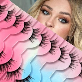 10 Pairs of 3D False Eyelashes, Half Eyelashes, Cat's Eye, Natural Look, Handmade Extension Corner Eyelashes, Natural Artificial Eyelashes Set, for Daily Theme Party, Carnival, Cosplay (B-6)