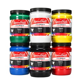 Speedball Fabric Screen Printing Ink Studio Set, 6-Colors, 32-Ounce for T-Shirt and Silkscreen Printmaking