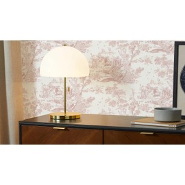 CiCiwind Peel and Stick Wallpaper Vintage Wallpaper White and Pink Wallpaper Removable Self-Adhesive Wallpaper for Bedroom Bathroom Toile Contact Paper for Walls Covering 16In×78.7In