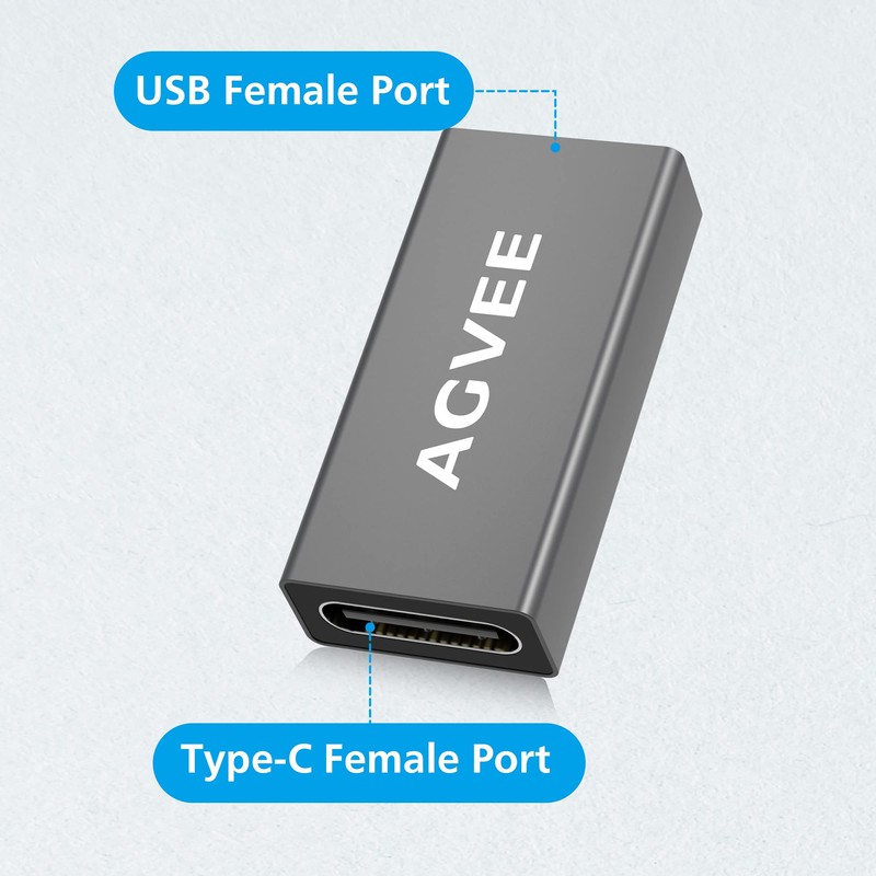 AGVEE 4 Pack USB-A Female to USB-C Female Adapter, Bidirectional