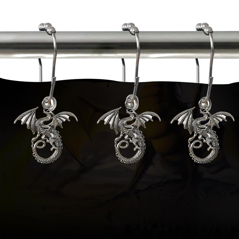 Dragon Shower Curtain Hooks Decorative Rings for Bathroom Cool Kids