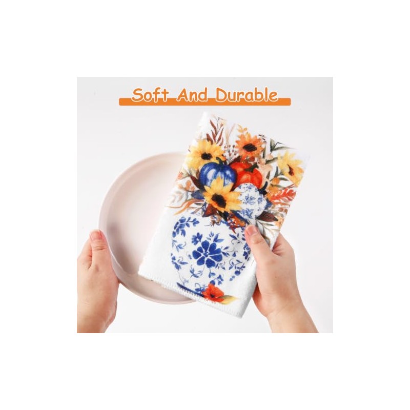 Toallas de cocina para otoño, florero floral, girasol, calabaza