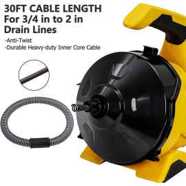 Unbranded 30Ft Drain Snake Drain Cleaner Machine Auto-feed Drain Auger for 3/4''-2'' Pipes