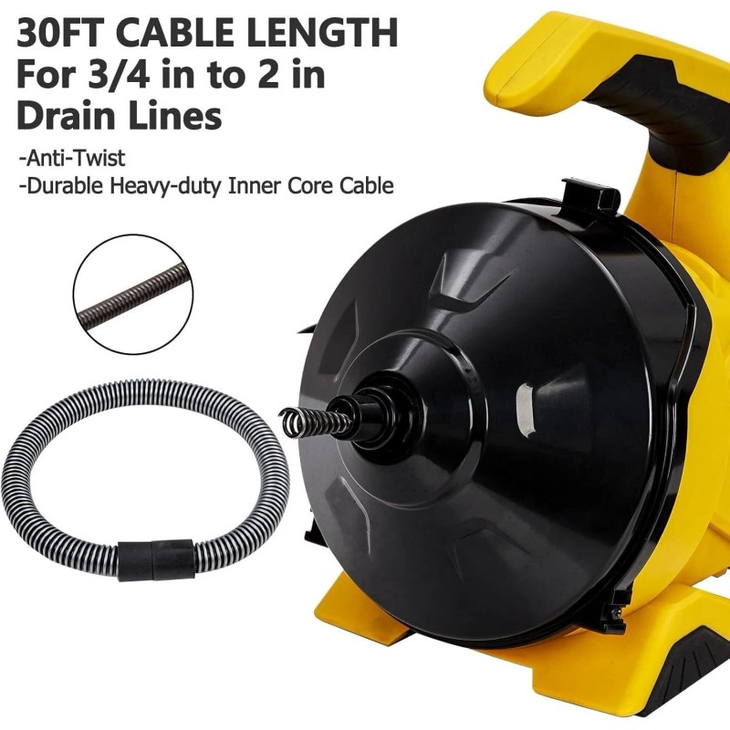 Unbranded 30Ft Drain Snake Drain Cleaner Machine Auto-feed Drain Auger