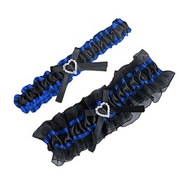 Kirmoo - Conjunto de gargantilla de boda con diseño de corazón de lazo de satén, azul rey y negro, One Size Fit All,14-23 Inches