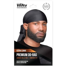 WAV ENFORCER Paño Do-Rag Hombre Adulto Negro Deportivo para Ondas, Trenzas y Dreadlocks