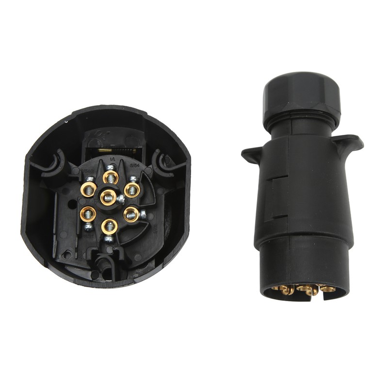 7 Pin Trailer Plug Socket with Gasket Bracket Kit Wiring
