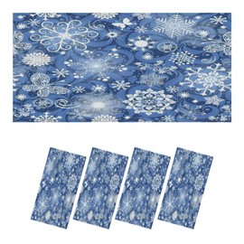 4 Pack Fluorescent Light Covers for Ceiling Light, Frosty blue Christmas pattern stylized snowflakes butterflies leaves Light Filters for Classroom Office Home, 4' x 2' Decorative Magnetic Light Cover