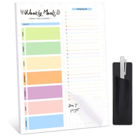 60 Sheets Meal Planner for fridge with Pen Holder, 7x10'' Magnetic Meal Planner and Grocery List Undated Weekly Meal Planners with Tear off Shopping List and Convenient Shopping
