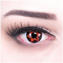 Funnylens Coloured Sharingan Sasuke Manga Crazy Fun Year Motif Lenses 1 Pair Sasukes Mangekyou with Free Lens Case Perfect for Fancy Dress, Halloween, Carnival and Costume