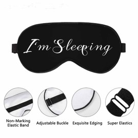 Vnwoalu I'm Sleeping Sleep Eye Mask Funny Word Men Women Sleep Mask with Adjustable Strap Eye Cover Eye Shade for Travel, Nap,Meditation