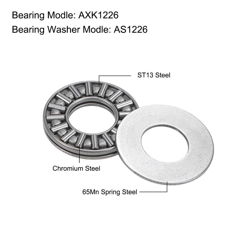 sourcing map AXK1226 Thrust Needle Roller Bearings with Washers 12mm
