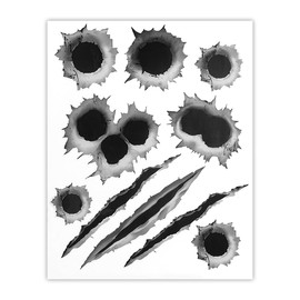 MUQIDA 3D Bullet Hole Car Stickers, Ultra-Realistic Fake Bullet Hole Auto Body Scratch Decal, Waterproof PVC Fake Hole Sticker Automotive Tattoo Decoration for Bumper Window Helmet (Style B)