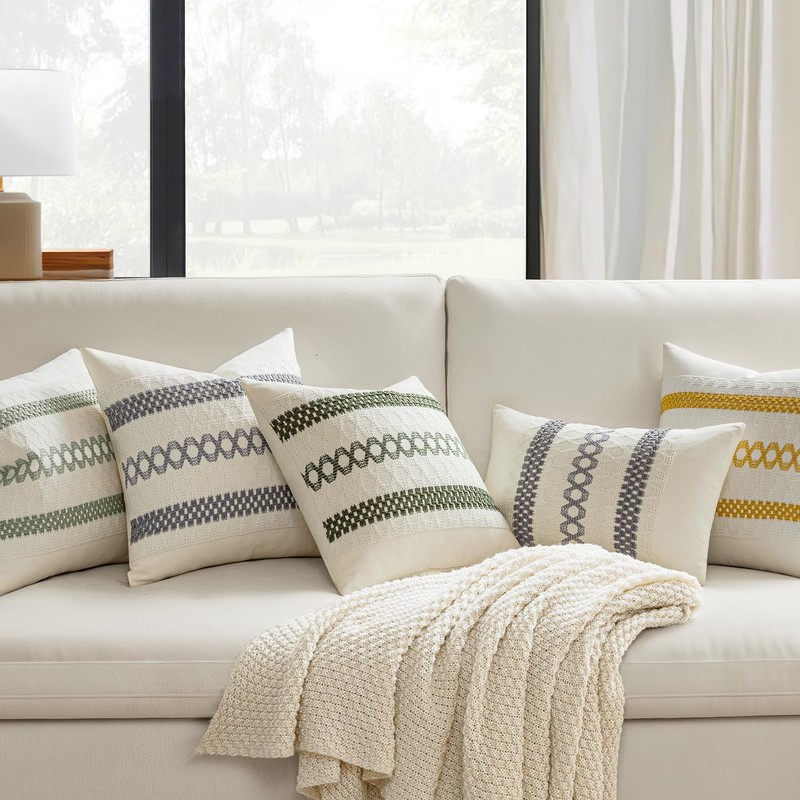 MIULEE Pack of 2 Boho Pillow Covers Gray 20x20 Inch