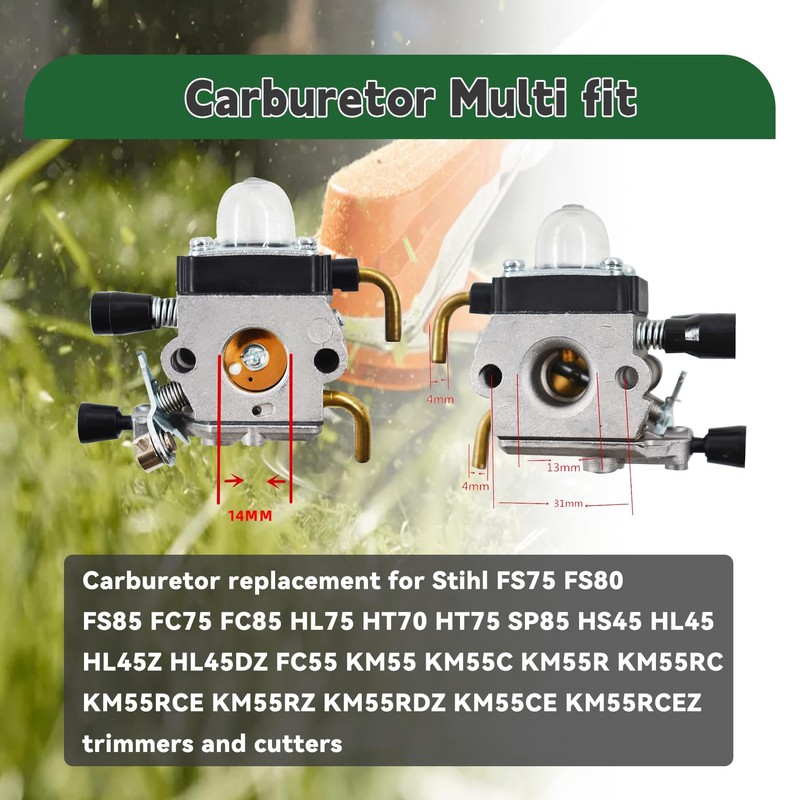 ALL-CARB FS55R Carburetor Carburetor Kit Replacement for Stihl FS45 FS46