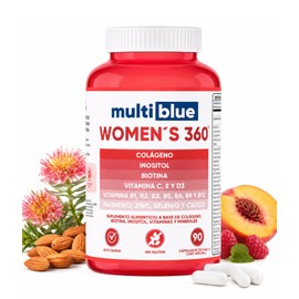 Multivitaminico Mujer Womens 360-90 Cápsulas | Con Colágeno Biotina Vitaminas Y Minerales Para Mujer - Multivitamínico Completo Con Inositol | Uso Dia