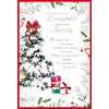 Daughter & Family Christmas Card - Snowy Tree Holly Border