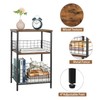 X-cosrack Side Table, Industrial Retro End Table Nightstand Storage Shelf