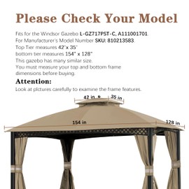 SCOCANOPY Replacement Canopy Cover for Windsor Gazebo L-GZ717PST-C, 810213583,South Hampton Gazebo L-GZ659PST,A111011500 (Khaki)