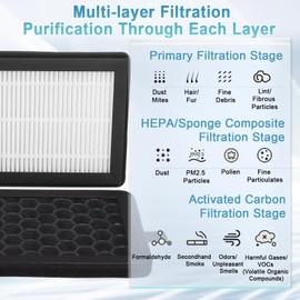 2 Pack Replacement Filter Compatible with Spear & Jackson 38065, Netta 28W, Replace 38062, Captures Dust, Odor, Pet Hair, Formaldehyde, Bacteria – 4-Stage High Efficiency Filtration, Easy to Install