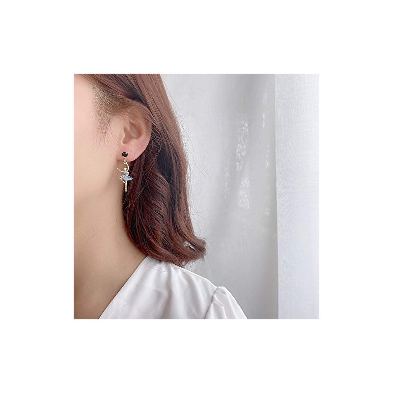 arete largos con incrustaciones de diamantes de imitación, diseño de