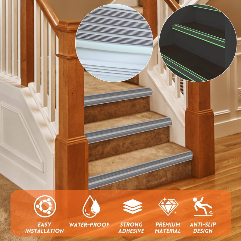 [Glow in The Dark] Stair Edge Trim Protector, Rubber Anti-Slip