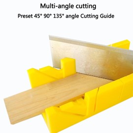Mitre Box and Saw Set for Wood, Gypsum – Miter Box with 45° & 90° Angle Cuts – Precise Hand Saw with Storage Cutting Guide – Ideal for Molding, Trim, Frame & Baseboard Projects