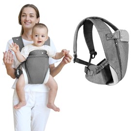 Aolso 4-in-1 Baby Carrier Newborn to Toddler, Baby Carrier Baby Sling Carrier, Breathable Zipper & Belt, Front and Back Adjustable Baby Sling Carrier for for 7-40lbs (Grey)