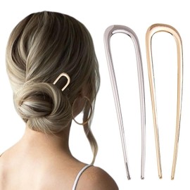 3Pcs French Hair Pin Metal, French Twist Hair Pin U Shaped, Fork Gold Silver Black, Large Updo Hairpin, For Women Girls, Hairstyle Decorative Accessories
