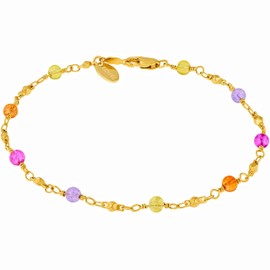 LIFETIME JEWELRY Colorful Anklet for Women Teen and Girls 24k Gold Plated Bracelet (9, Colorful Beads)