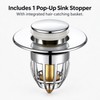 Pop-Up Bathroom Sink Drain Stopper with Hair Catcher Filter, Push-Button